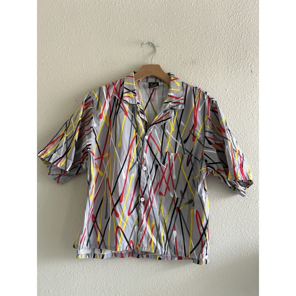 Vintage Breezin Sportswear Shirt 80's Graffiti Paint Art to Wear Festival Artsy